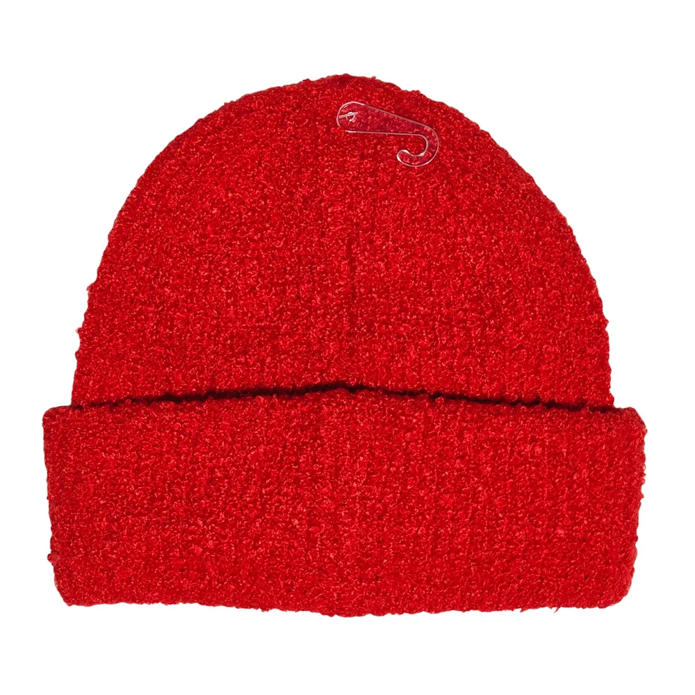 Hunter Hat Beanie Red Texture Cuffed Knit Logo Outdoor Cottagecore Christmas